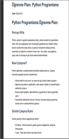 Ögrenme Haritasi / Learning Map